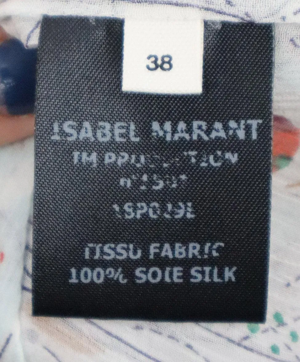 Isabel Marant White Print Silk Top sz 4