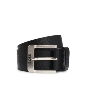 Italian-leather belt with logo buckle