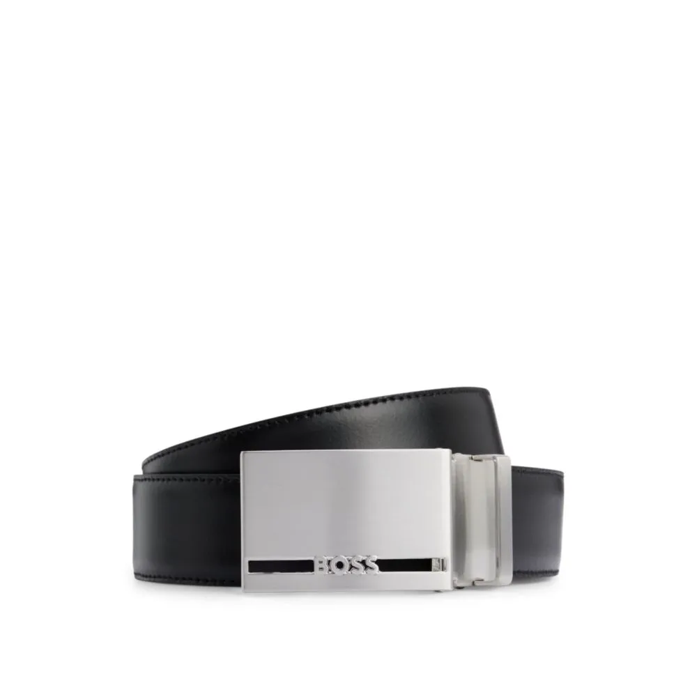Italian-leather reversible belt with branded keeper