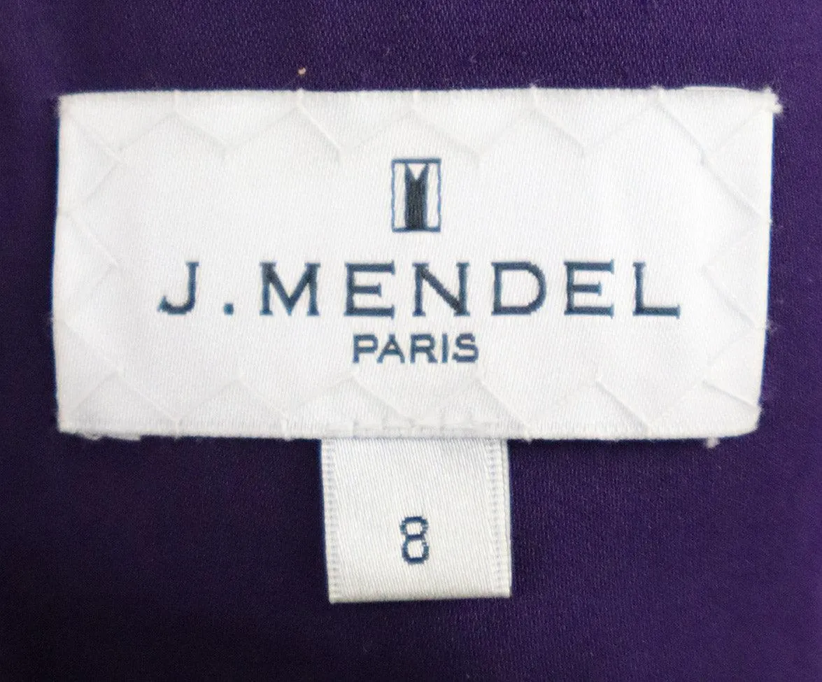 J. Mendel Purple Pleated Beaded Dress sz 8