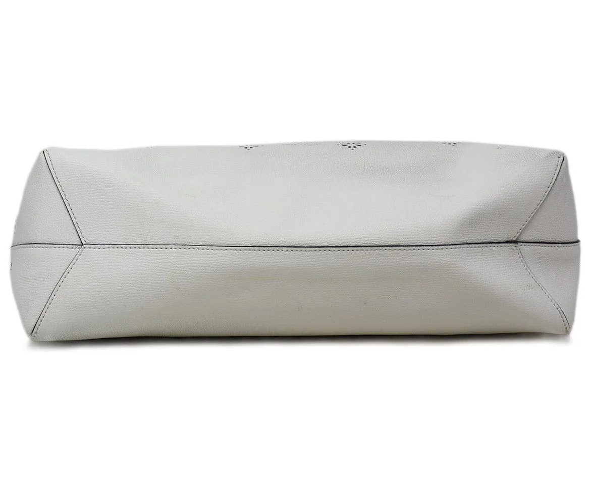 Kate Spade White Leather Cutwork Tote
