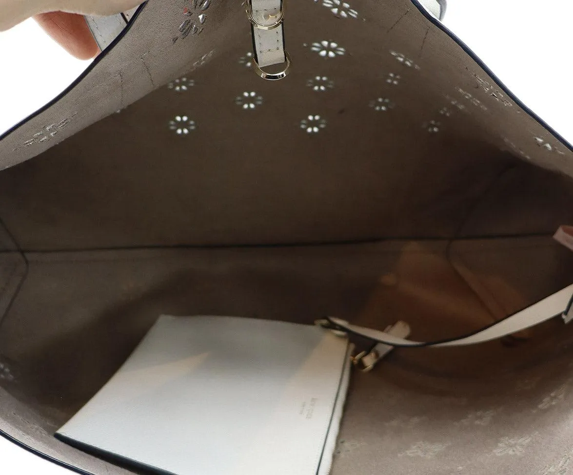 Kate Spade White Leather Cutwork Tote