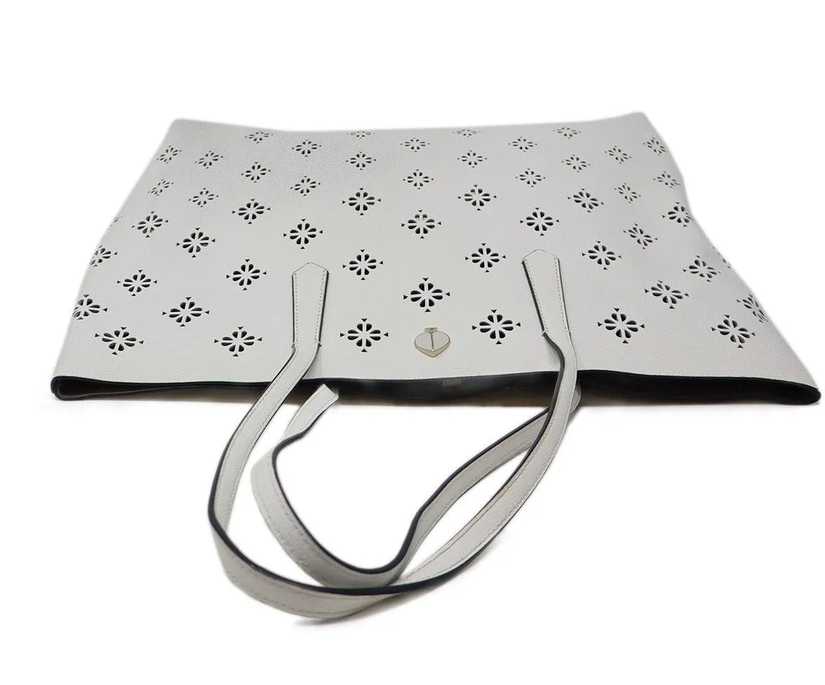 Kate Spade White Leather Cutwork Tote