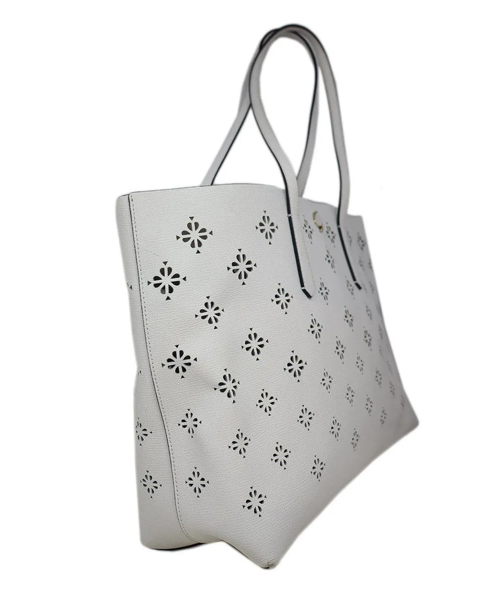 Kate Spade White Leather Cutwork Tote