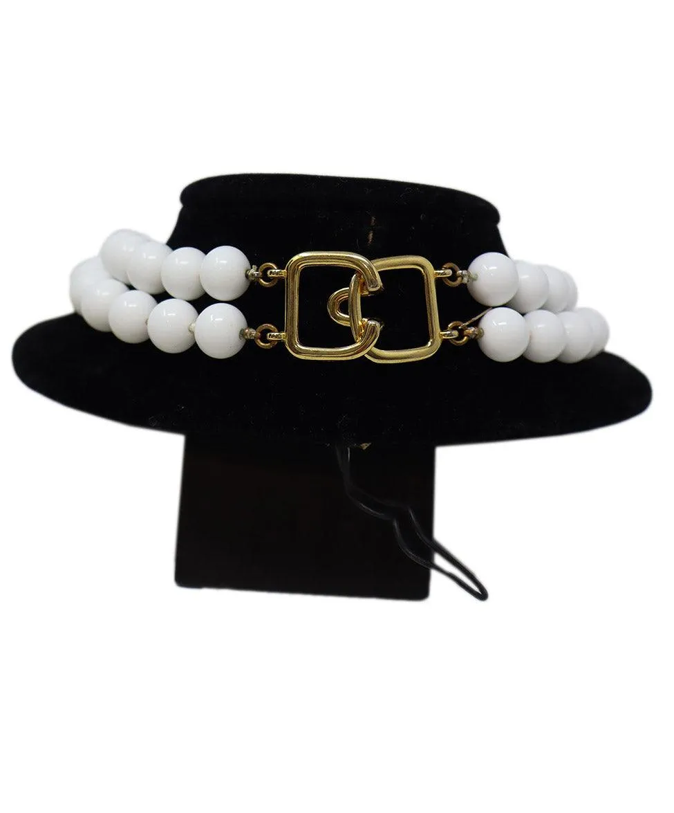Kenneth J. Lane White Beaded Necklace
