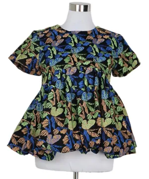 Kika Vargas Black Embroidered Top w/ Collar sz 4