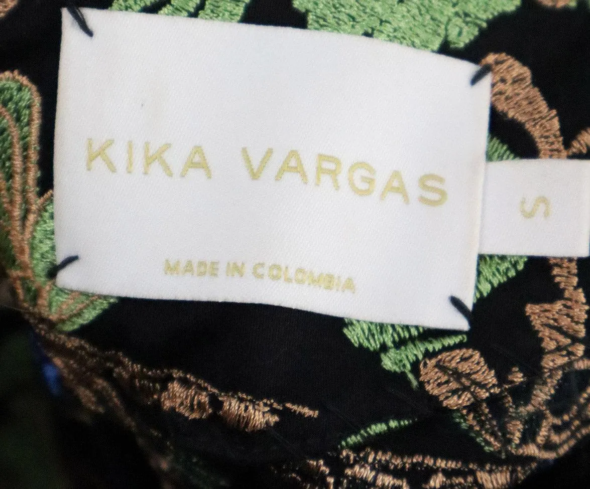 Kika Vargas Black Embroidered Top w/ Collar sz 4