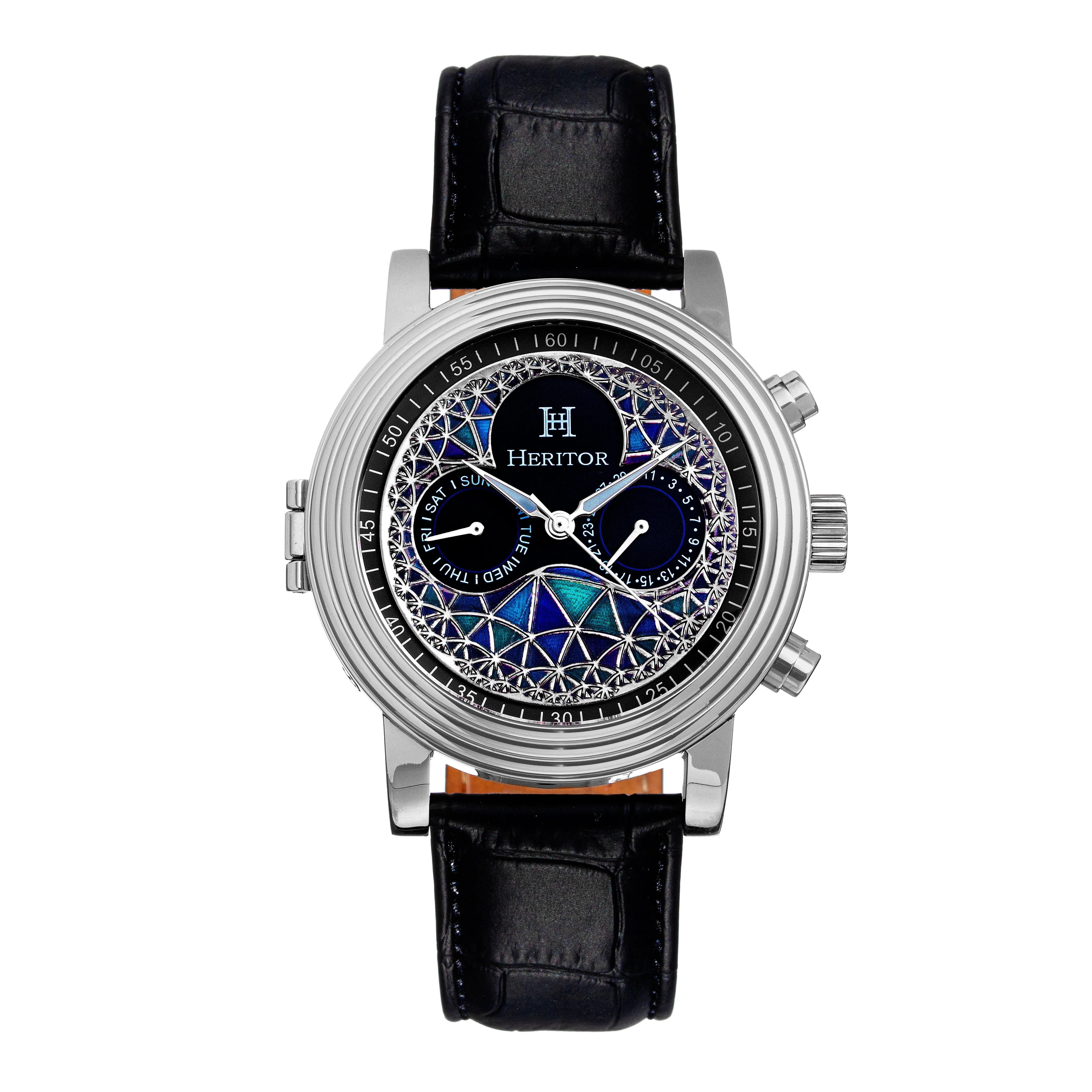 Legacy Leather-Band Watch with Day & Date