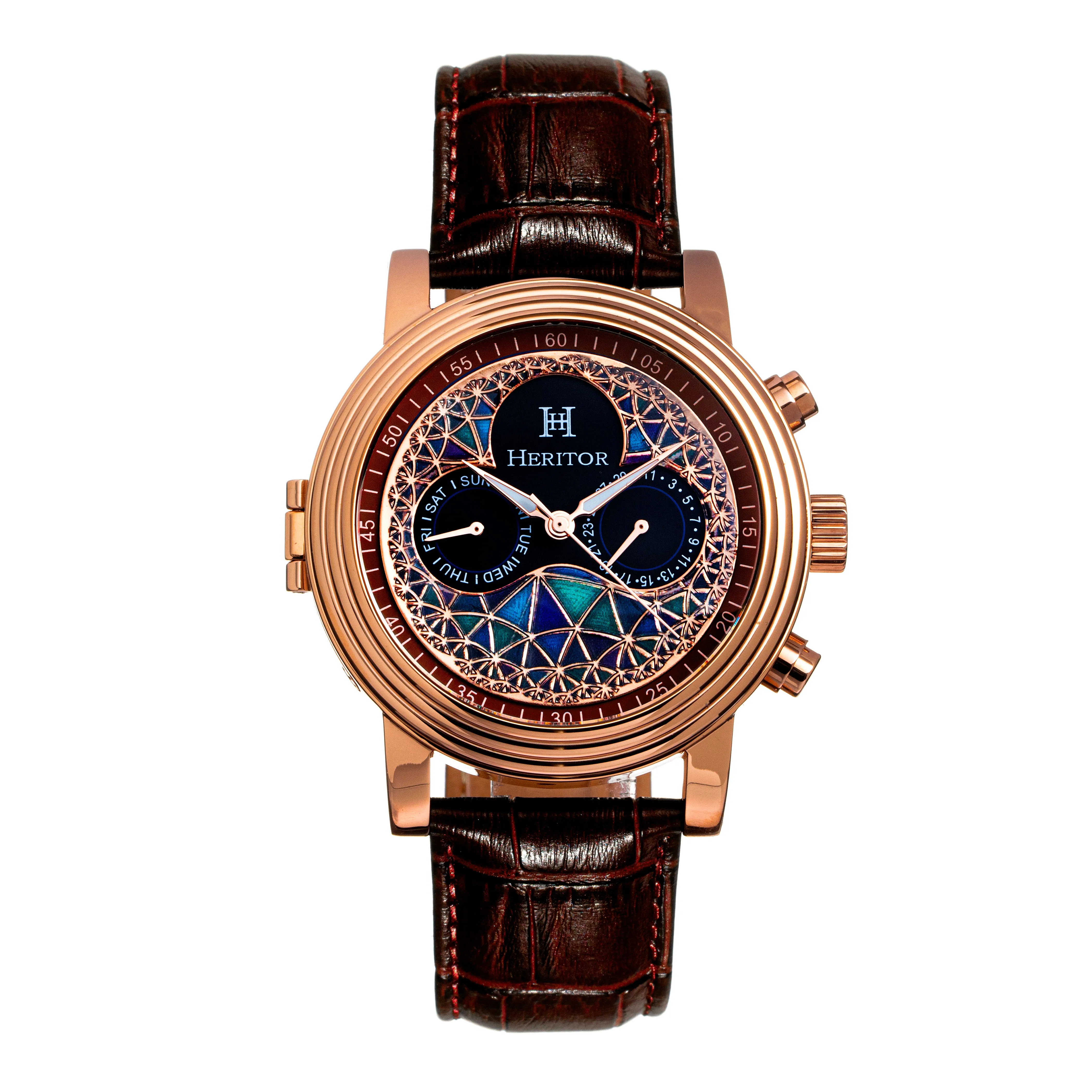 Legacy Leather-Band Watch with Day & Date