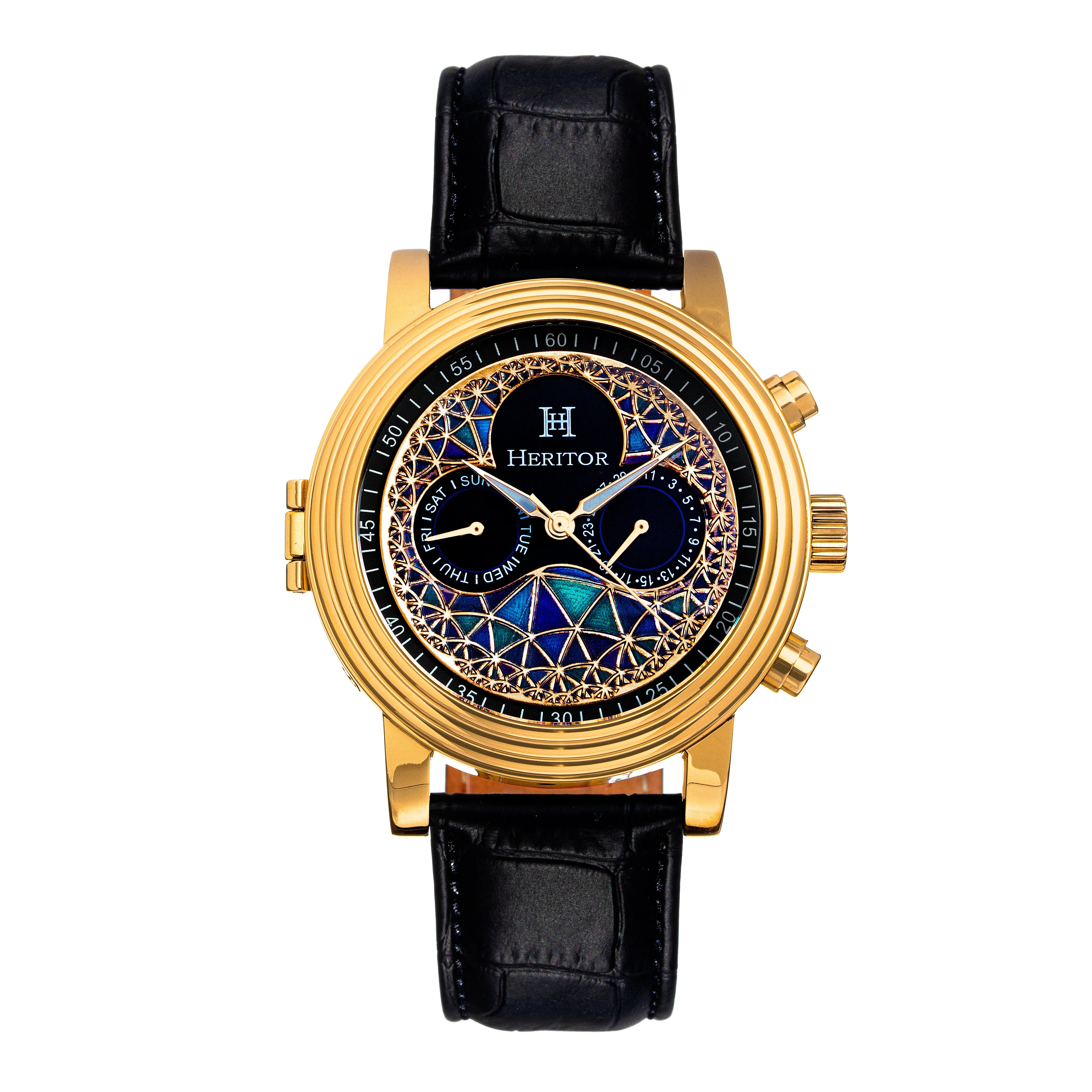 Legacy Leather-Band Watch with Day & Date