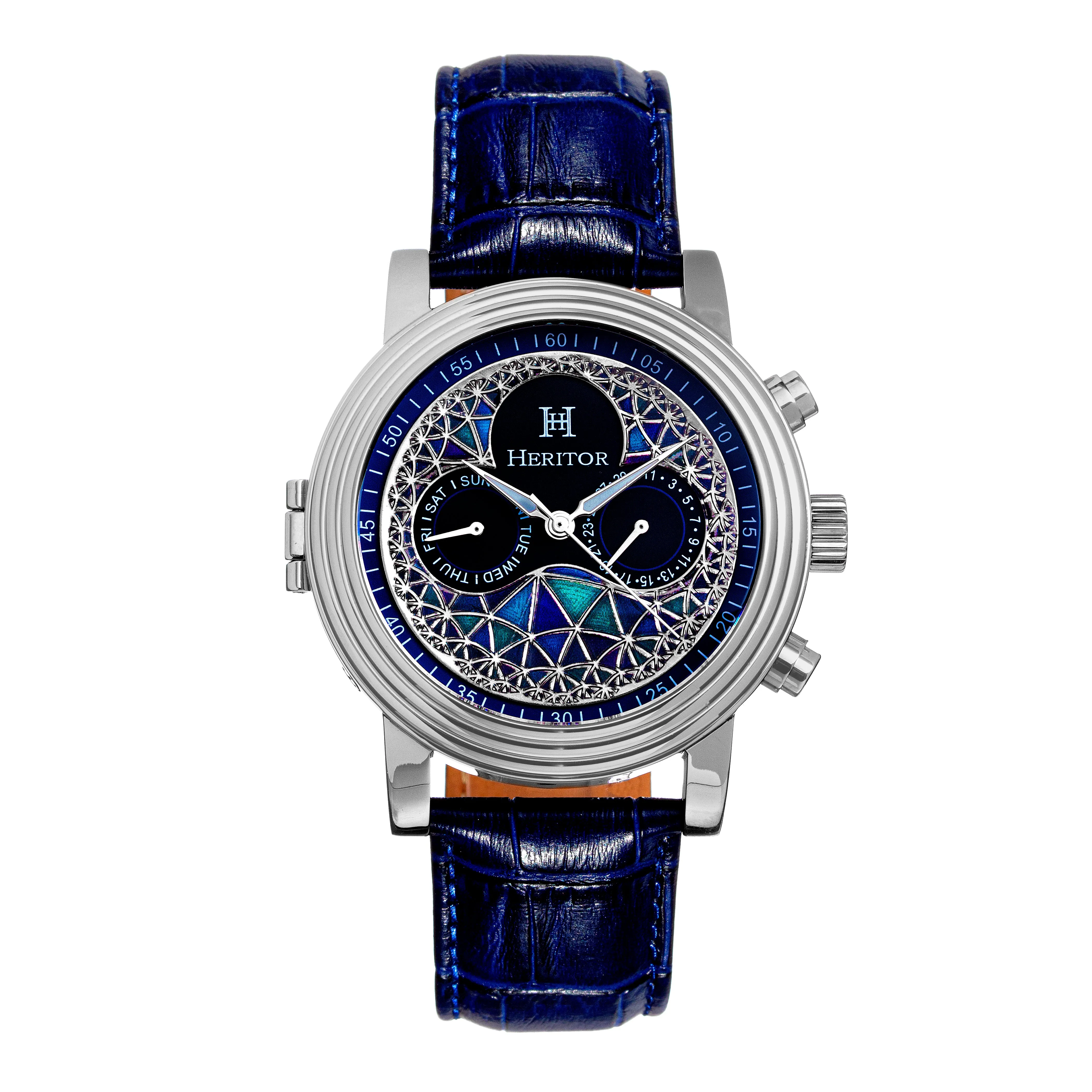 Legacy Leather-Band Watch with Day & Date