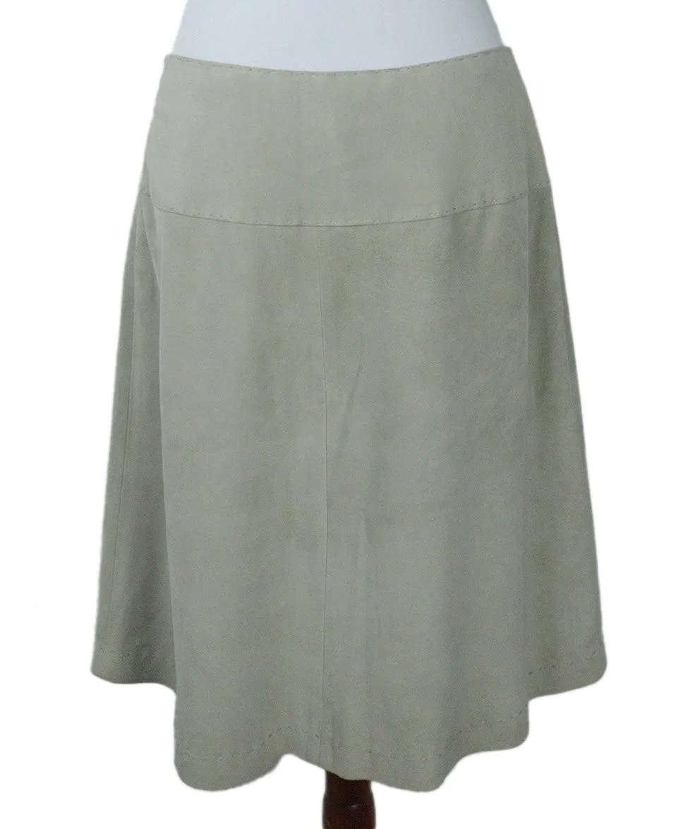 Les Copains Neutral Stitched Suede Skirt sz 8