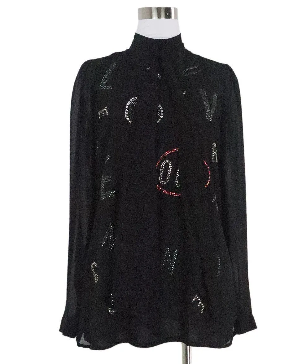 Libertine Black Embellished Silk Blouse sz 4