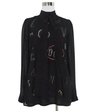 Libertine Black Embellished Silk Blouse sz 4