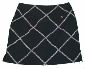 Like New EP Pro Navy Blue Skort with small polka dot ribbon in window pane pattern Size 6