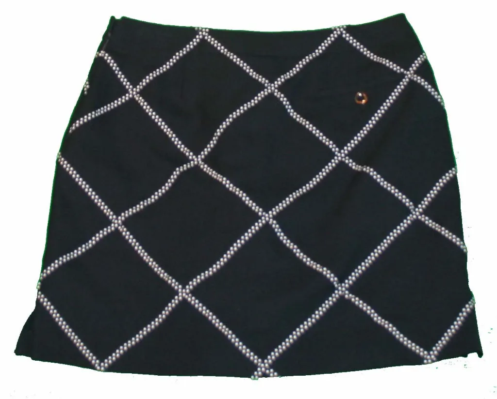 Like New EP Pro Navy Blue Skort with small polka dot ribbon in window pane pattern Size 6