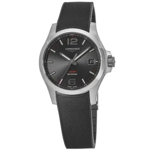 Longines Conquest V.H.P. 41mm Black Dial Black Rubber Strap Men's Watch L3.716.4.56.9
