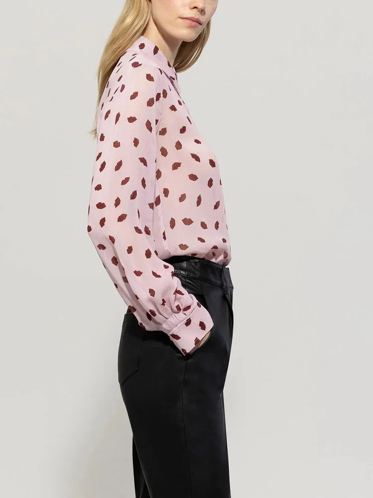 Luisa Cerano Printed Blouse with Lip Print