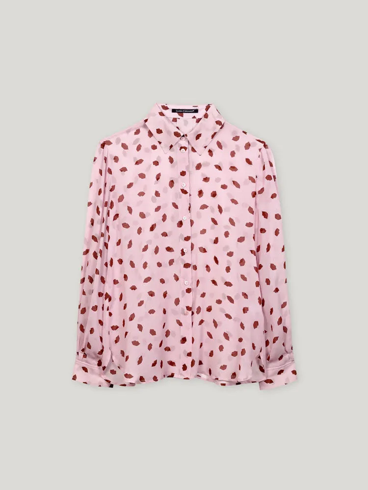 Luisa Cerano Printed Blouse with Lip Print
