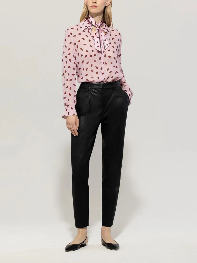 Luisa Cerano Printed Blouse with Lip Print