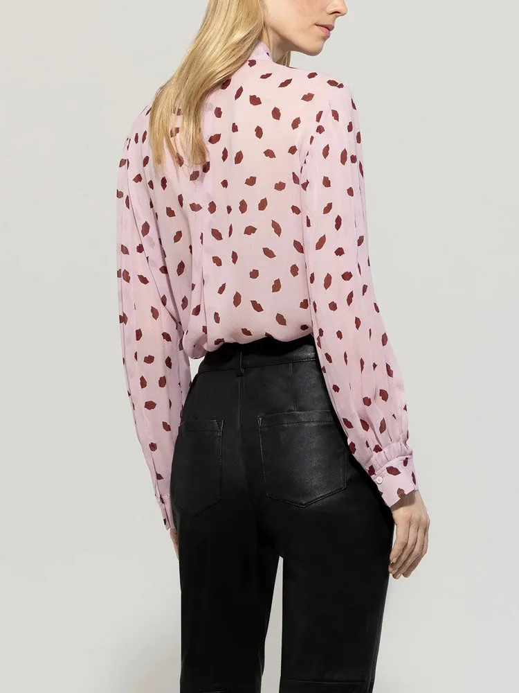 Luisa Cerano Printed Blouse with Lip Print