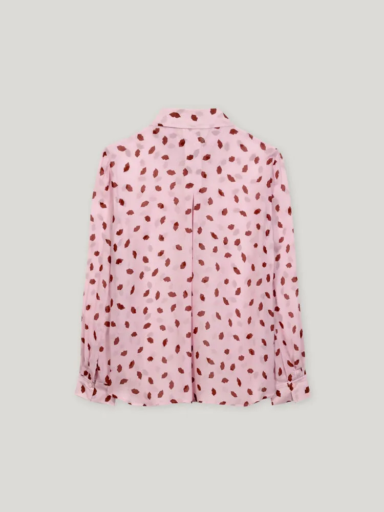 Luisa Cerano Printed Blouse with Lip Print