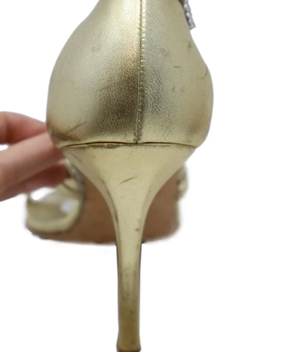 Manolo Blahnik Black & Gold Snakeskin Heels sz 4.5