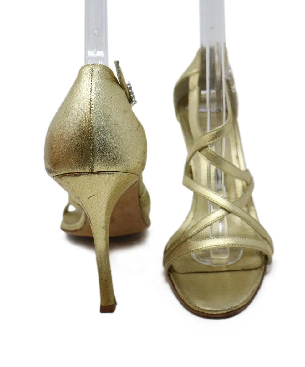 Manolo Blahnik Black & Gold Snakeskin Heels sz 4.5