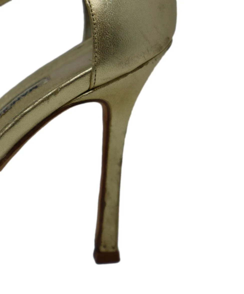 Manolo Blahnik Black & Gold Snakeskin Heels sz 4.5