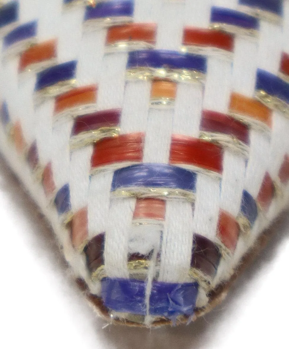 Manolo Blahnik White & Multicolor Woven Slingbacks sz 8