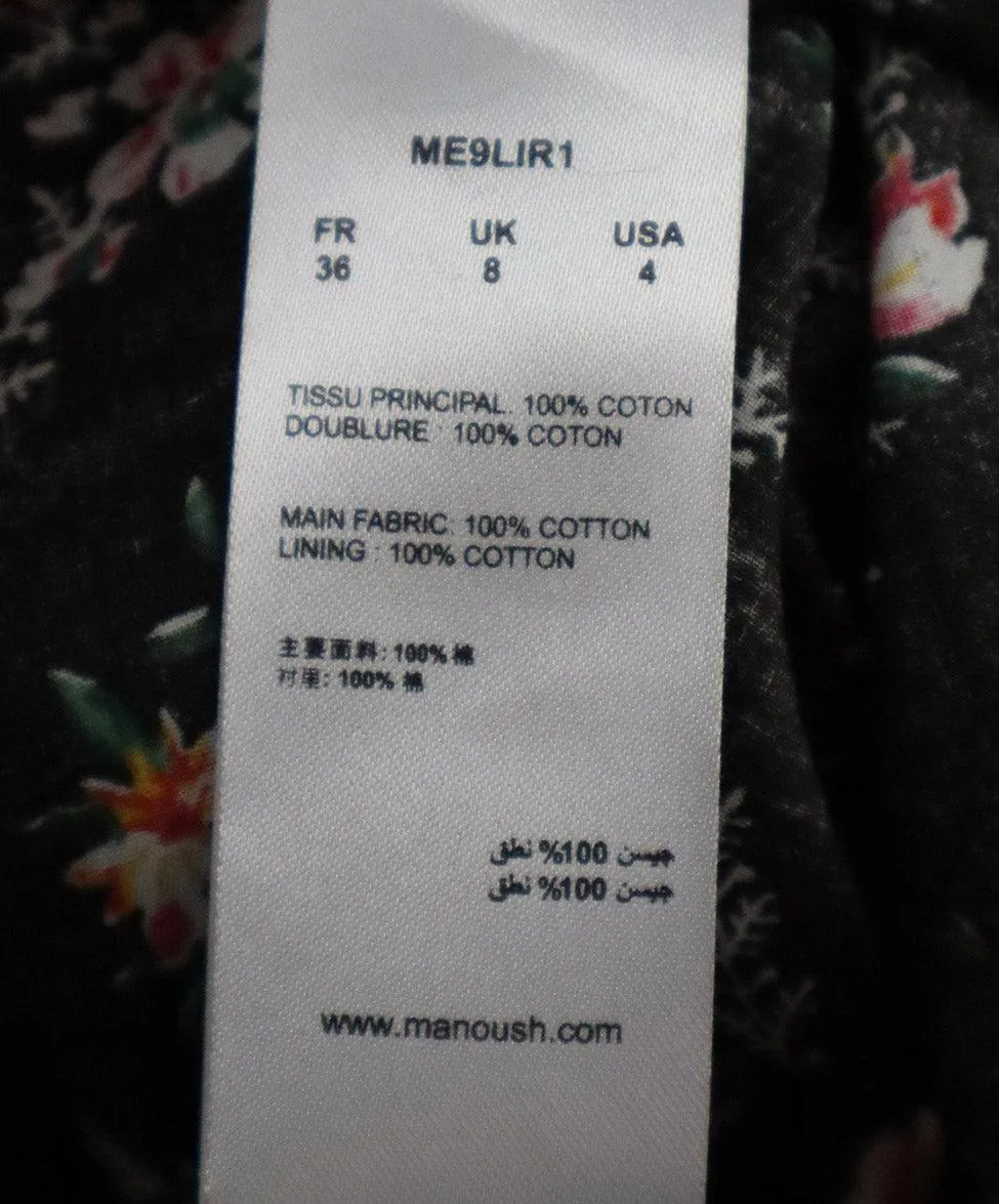 Manoush Black Pink & Beige Floral Print Sequins Dress sz 2