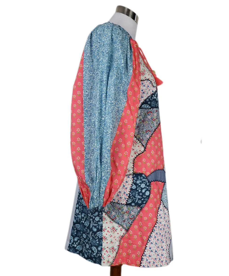 Manoush Blue & Pink Floral Patchwork Dress sz 4
