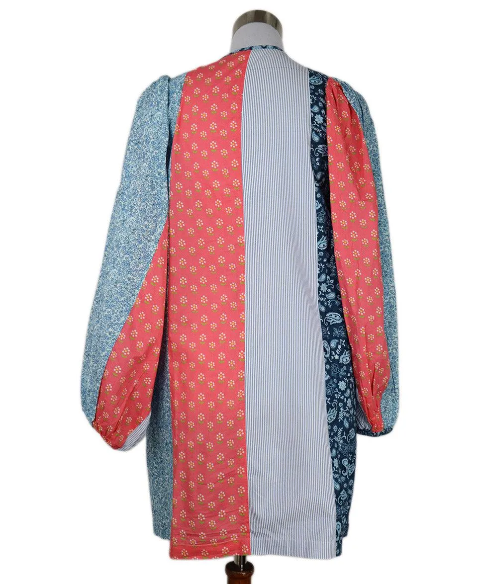 Manoush Blue & Pink Floral Patchwork Dress sz 4