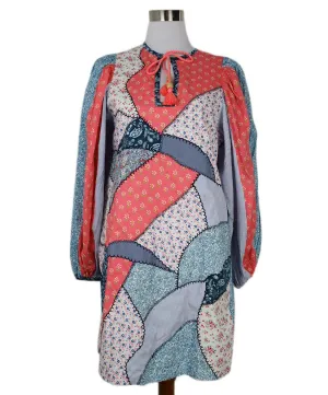 Manoush Blue & Pink Floral Patchwork Dress sz 4