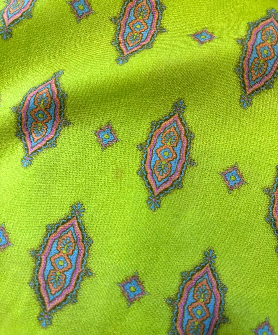 Manoush Lime Green & Pink Print Cotton Blouse sz 4