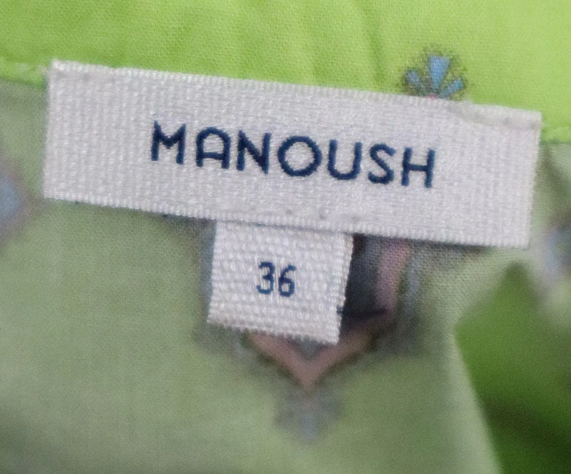 Manoush Lime Green & Pink Print Cotton Blouse sz 4