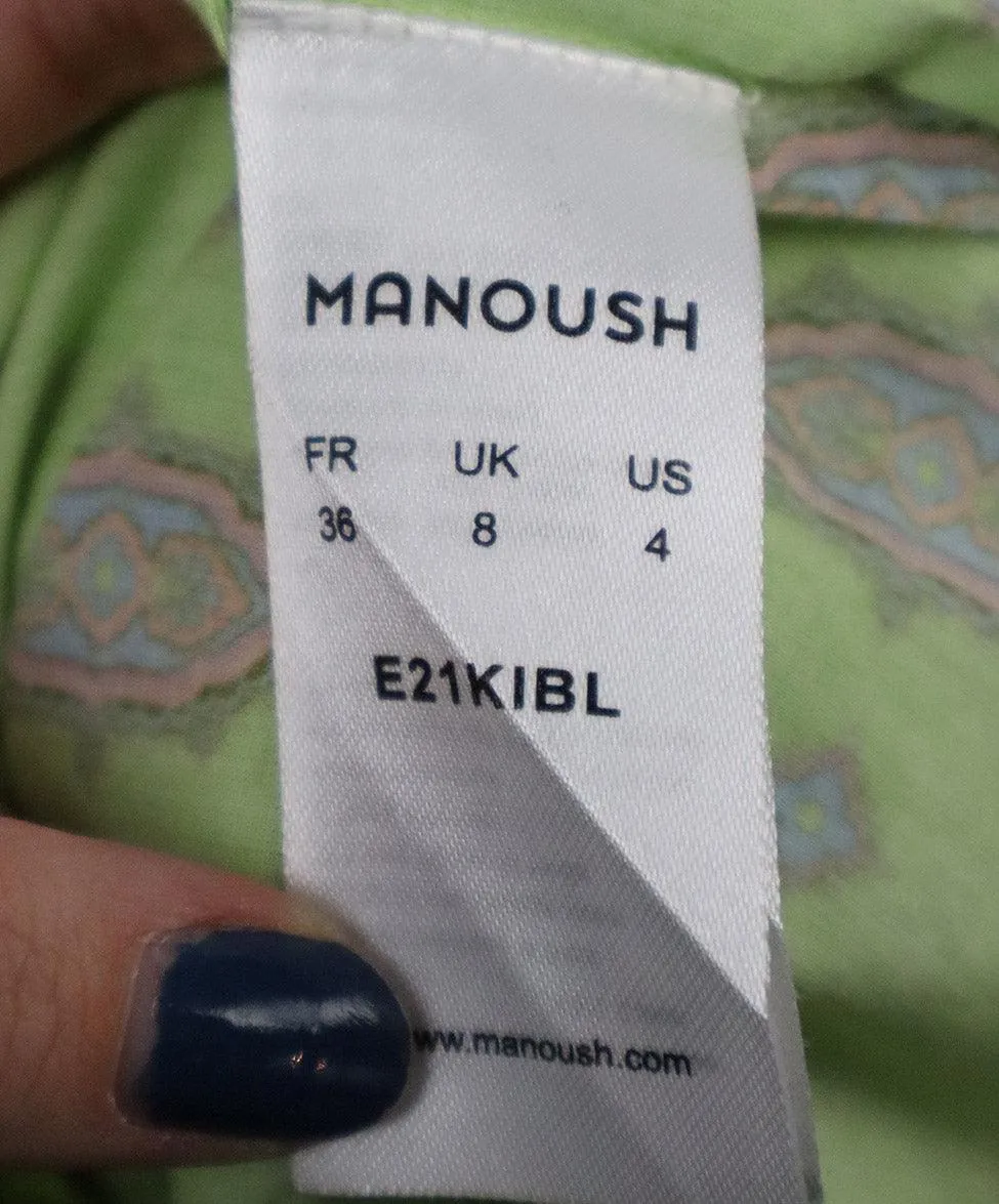 Manoush Lime Green & Pink Print Cotton Blouse sz 4