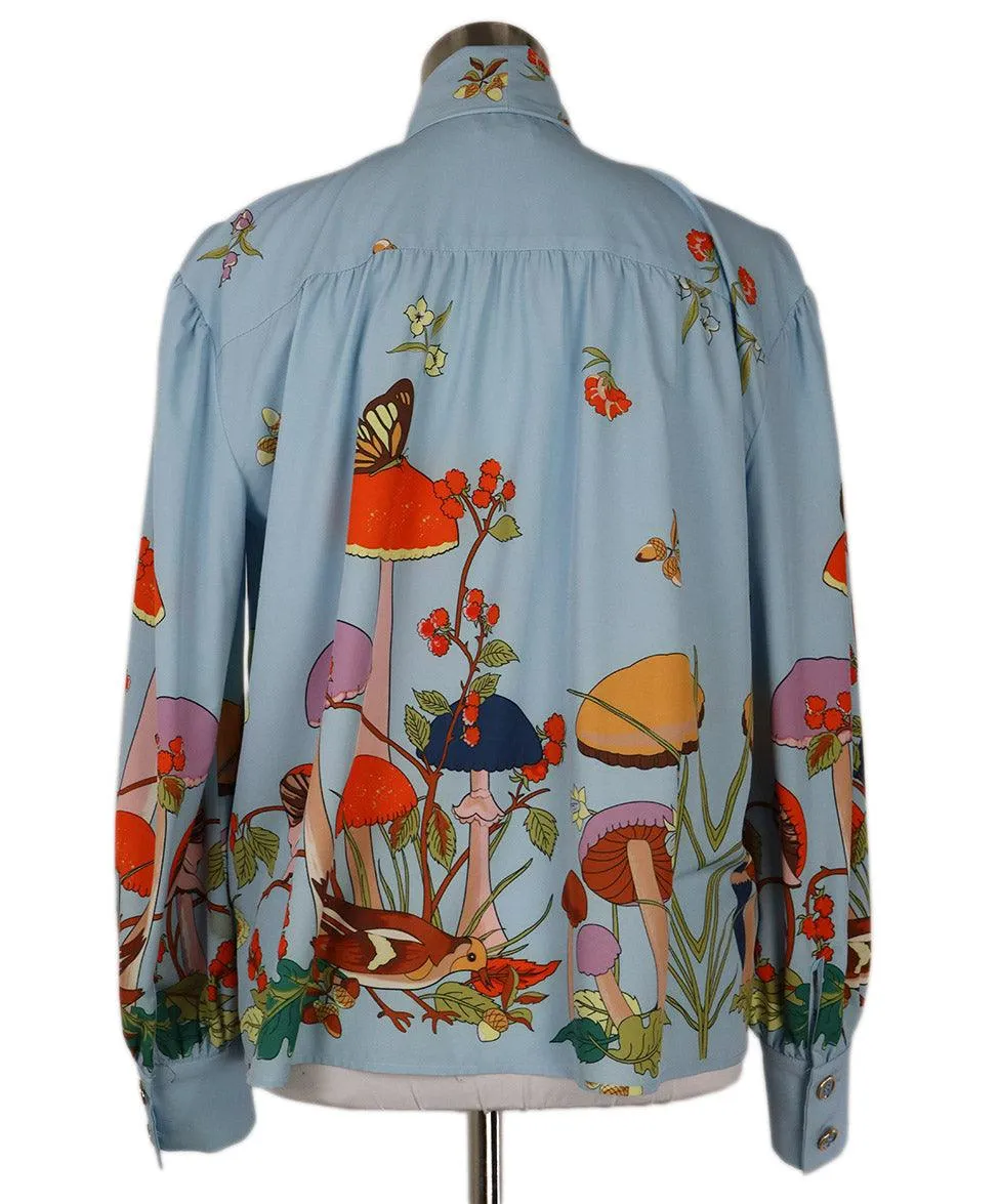 Manoush Pale Blue Floral Print Blouse sz 4