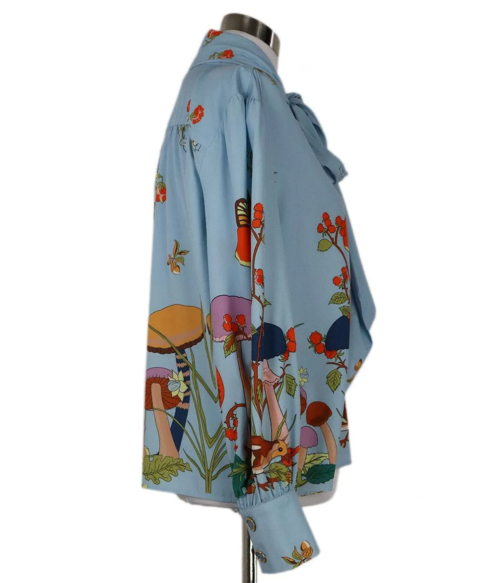 Manoush Pale Blue Floral Print Blouse sz 4