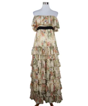 Manoush Yellow Pink & Blue Floral Ruffle Dress sz 4
