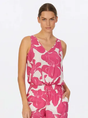 Marc Aurel Sleeveless Blouse Pink & White