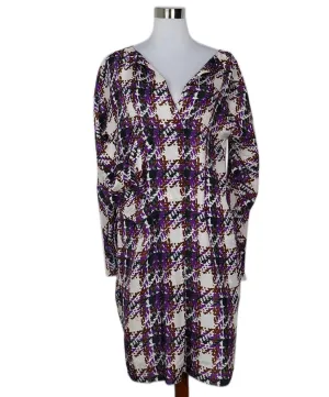 Marni Purple White & Brown Print Silk Dress sz 10