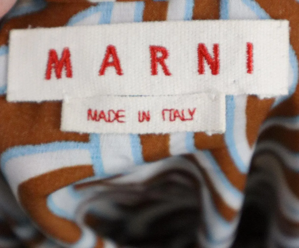 Marni Rust White & Blue Print Top sz 4