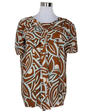 Marni Rust White & Blue Print Top sz 4