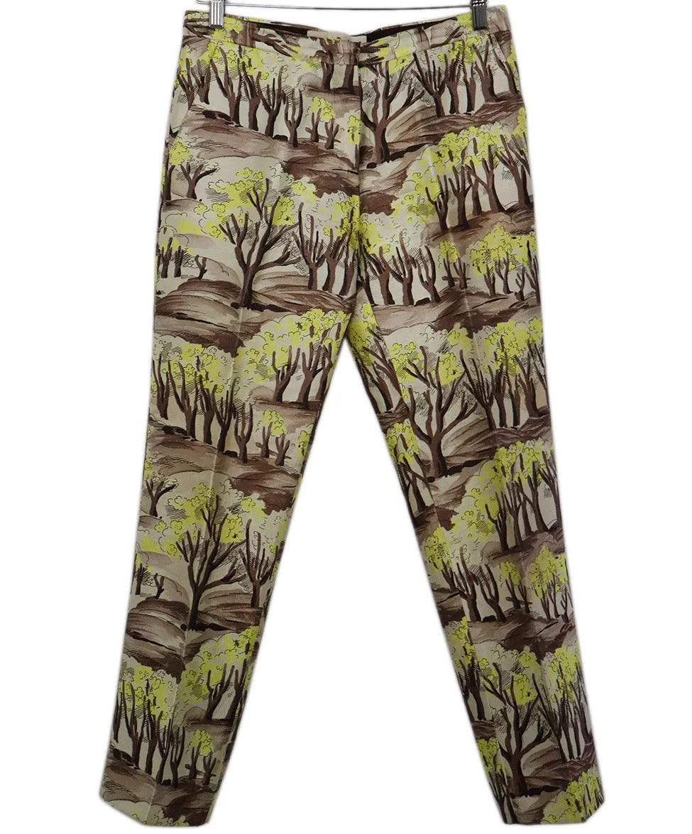 Marni Yellow & Brown Tree Print Pants sz 4