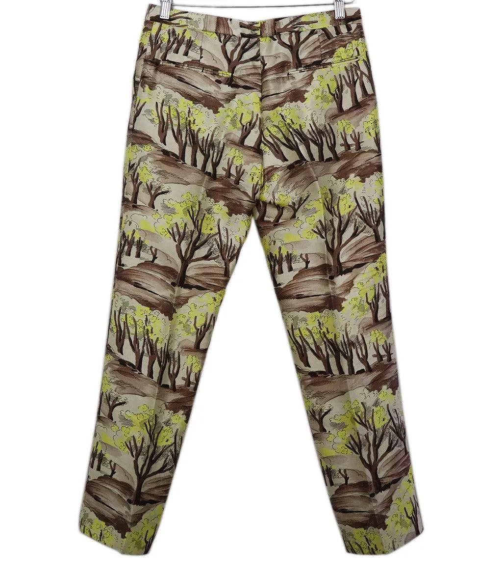 Marni Yellow & Brown Tree Print Pants sz 4