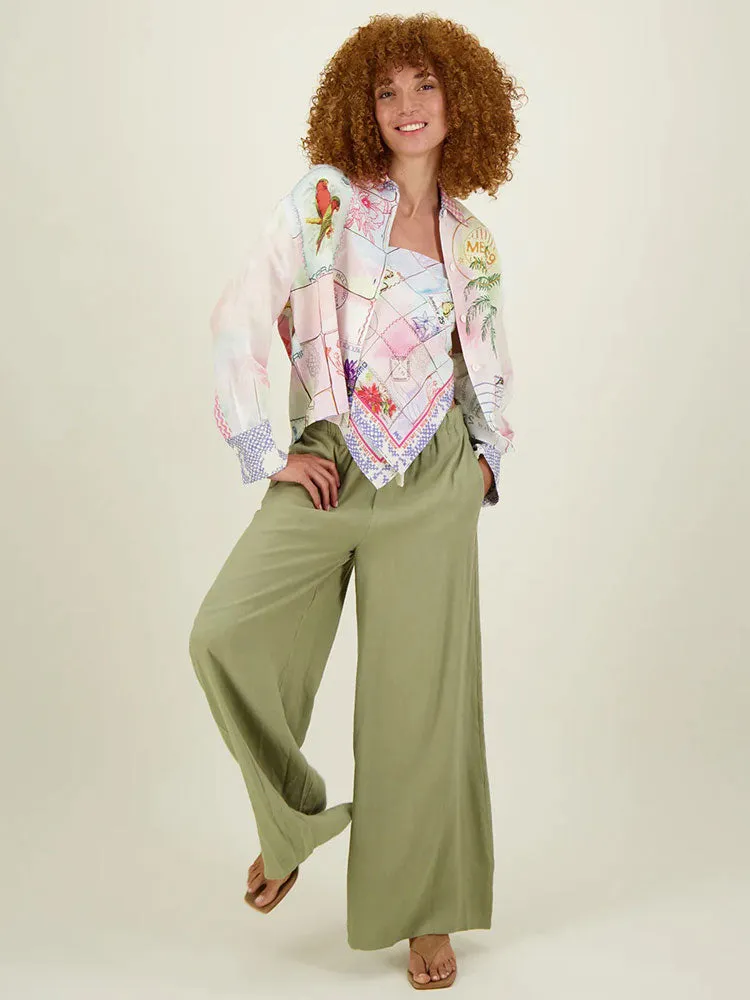 Me369 Serena Linen Cropped Shirt Heritage