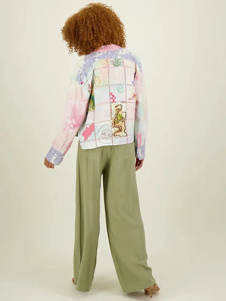 Me369 Serena Linen Cropped Shirt Heritage