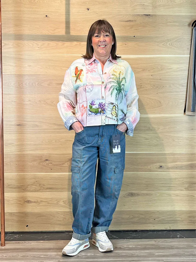 Me369 Serena Linen Cropped Shirt Heritage