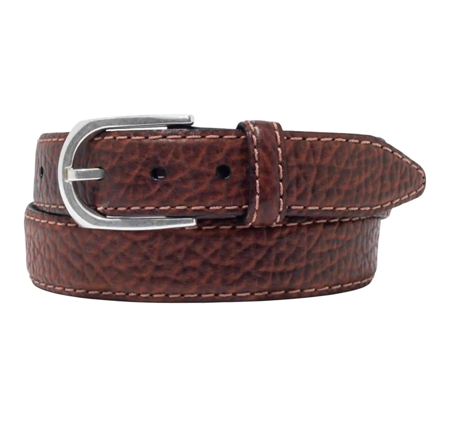 Men's Vintage Bison Leather Pinnacle Usa Made Belt In Peanut